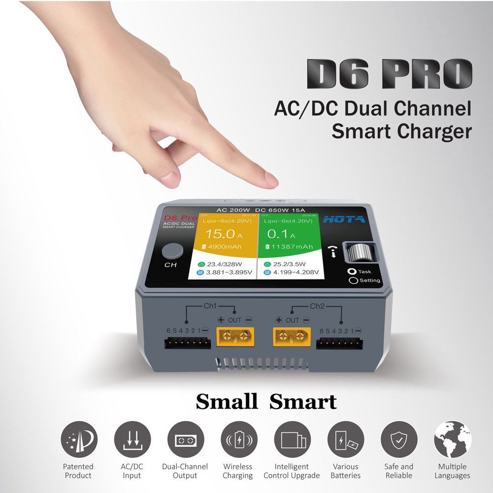 HOTA D6 Pro черный AC 200 Вт D – обзор и цена Hota D6 Pro Dual Lipo Charger